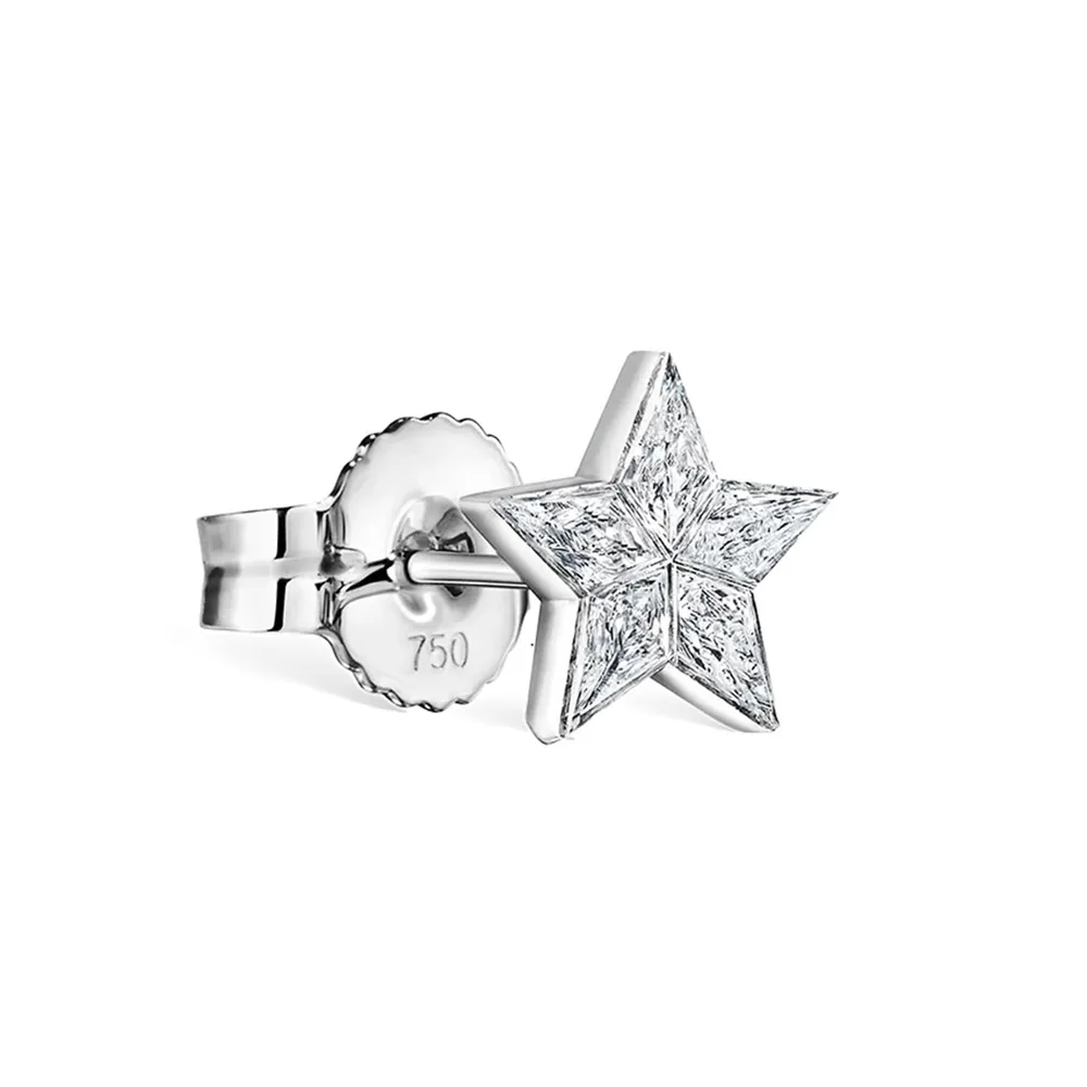 Maria Tash 18ct White Gold 7mm Invisable Set 0.19ct Diamond Star Single Traditional Stud Earring