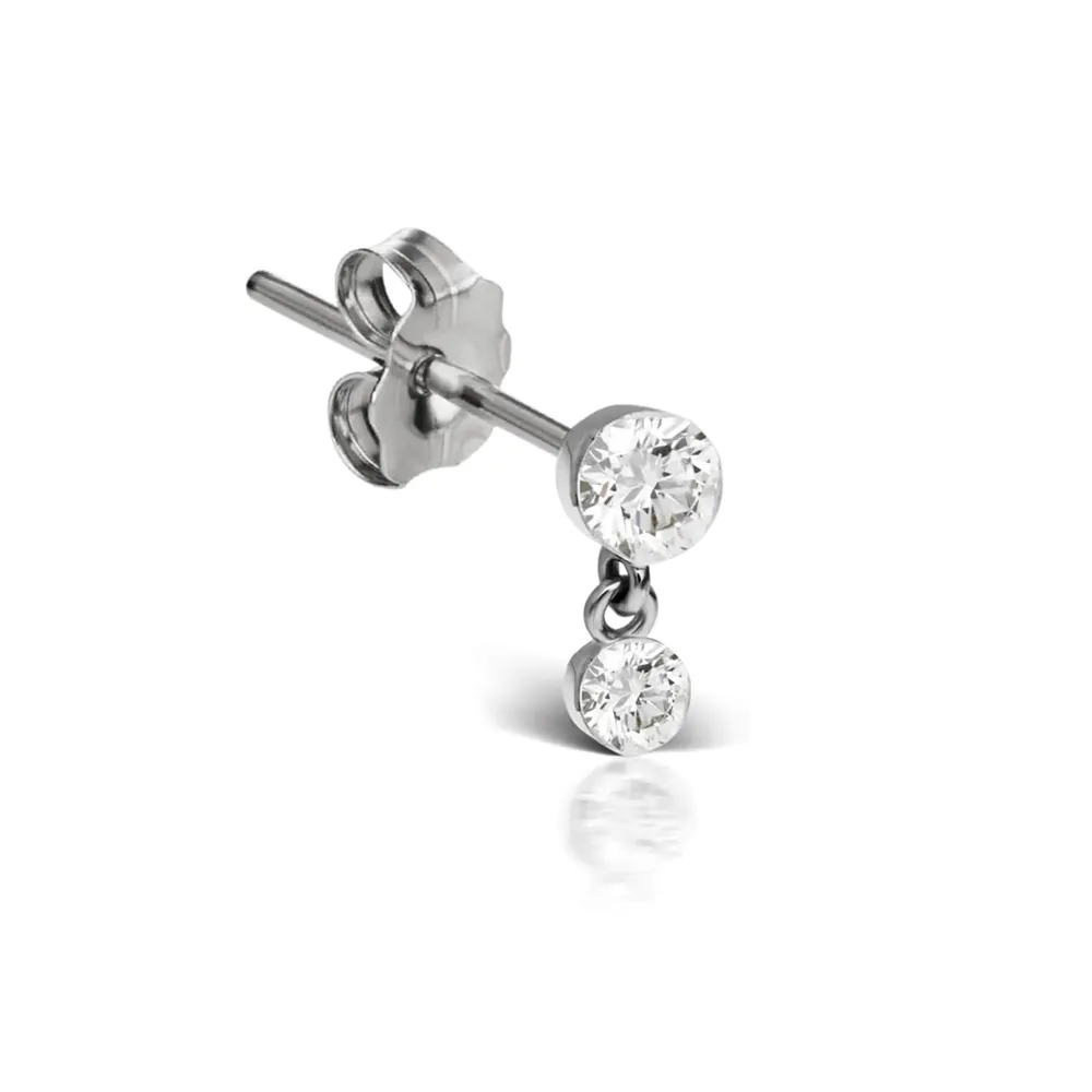 Maria Tash 18ct White Gold Invisible Set 0.05ct Diamond Single Traditional Stud Earring