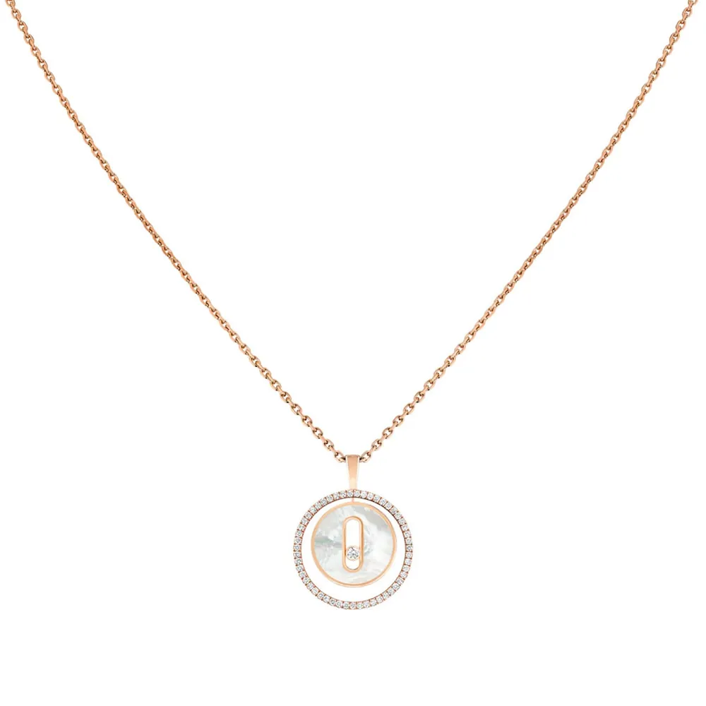 Messika 18ct Rose Gold Lucky Move Mother of Pearl 0.18cttw Diamond Pendant