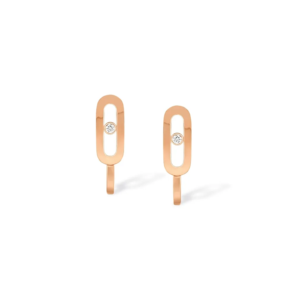 Messika 18ct Rose Gold Move Uno 0.015ct Diamond Mini Hoops