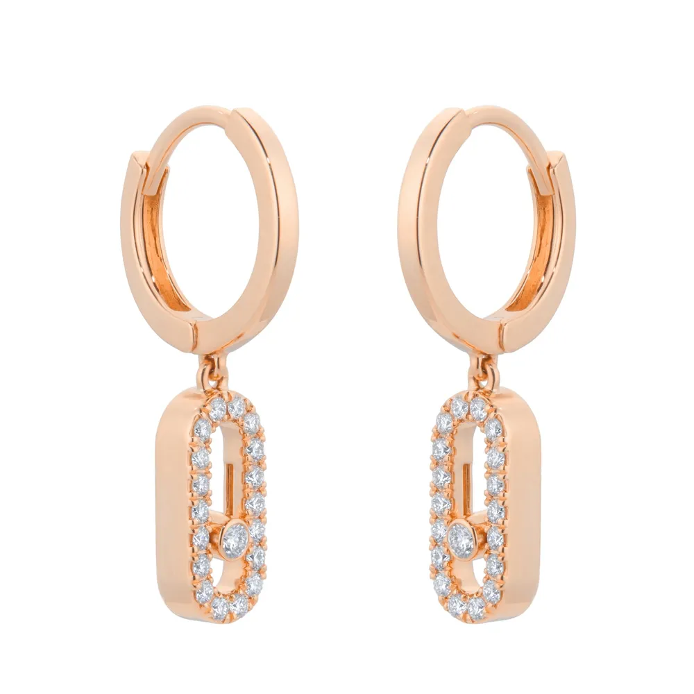 Messika 18ct Rose Gold Move Uno 0.19cttw Diamond Drop Earrings