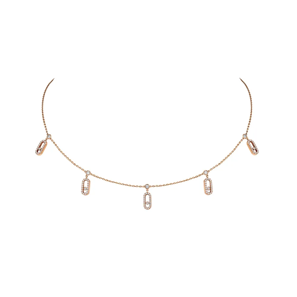 Messika 18ct Rose Gold Move Uno 0.61cttw Diamond Pave Drop Pendant Choker