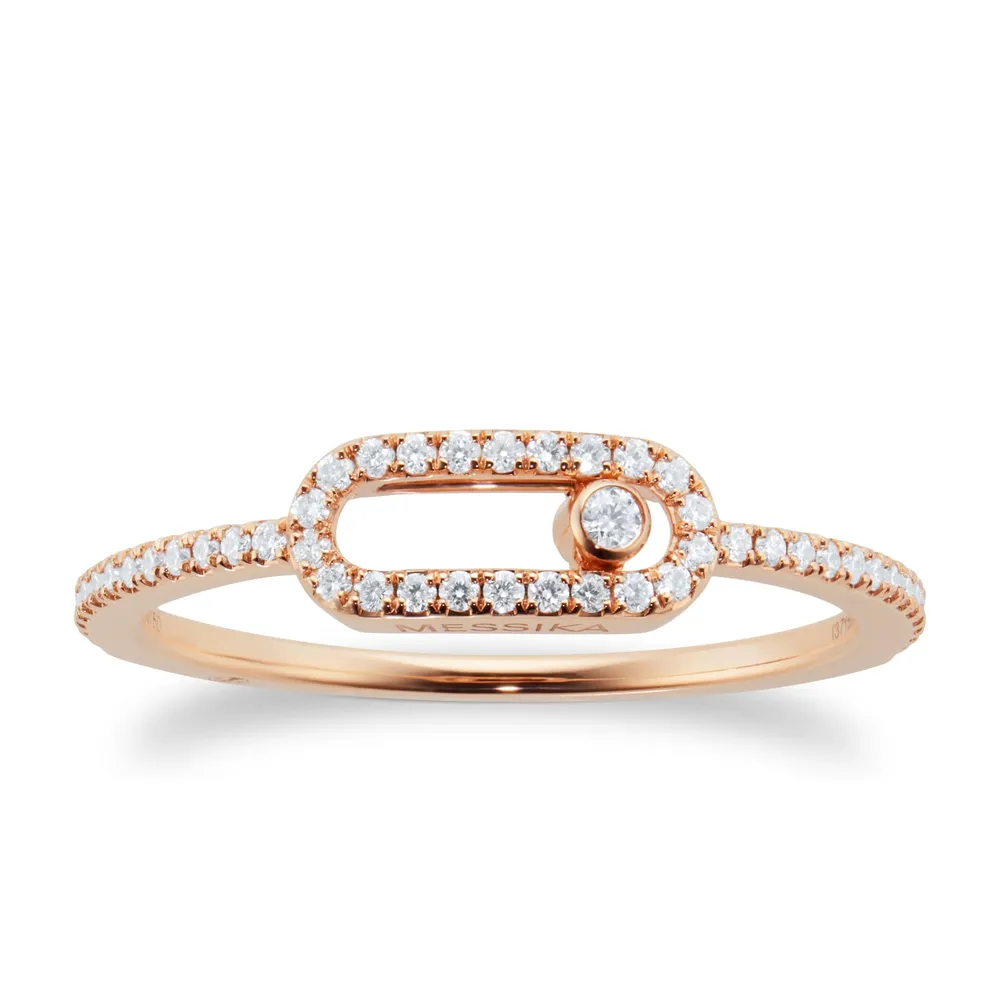 Messika 18ct Rose Gold Move Uno Diamond Pave Ring