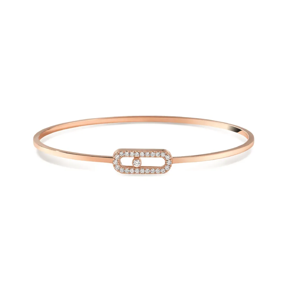 Messika 18ct Rose Gold Move Uno Pavé 0.14cttw Diamond Bangle