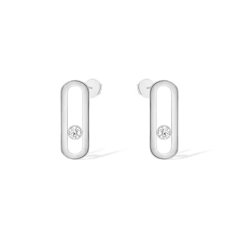 Messika 18ct White Gold 0.16cttw Pave Diamond Move Uno Stud Earrings