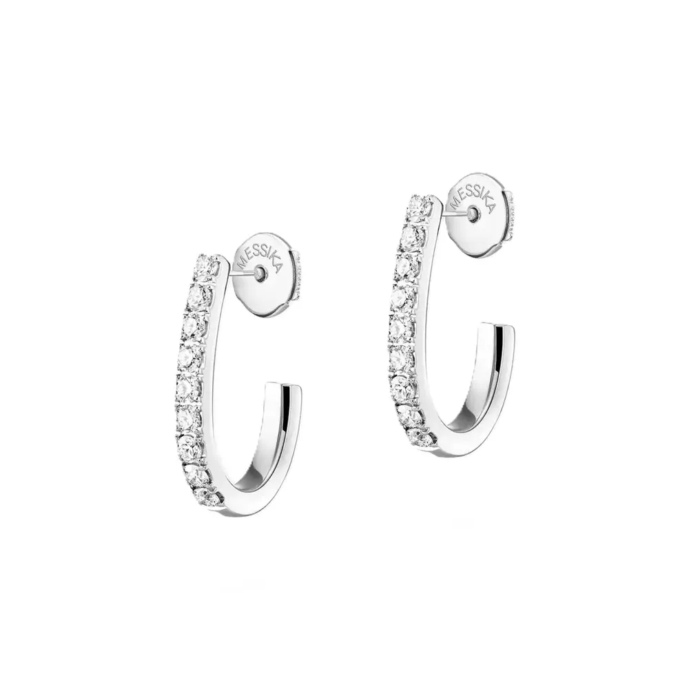 Messika 18ct White Gold Gatsby 0.17ct Diamond Hoop Earrings