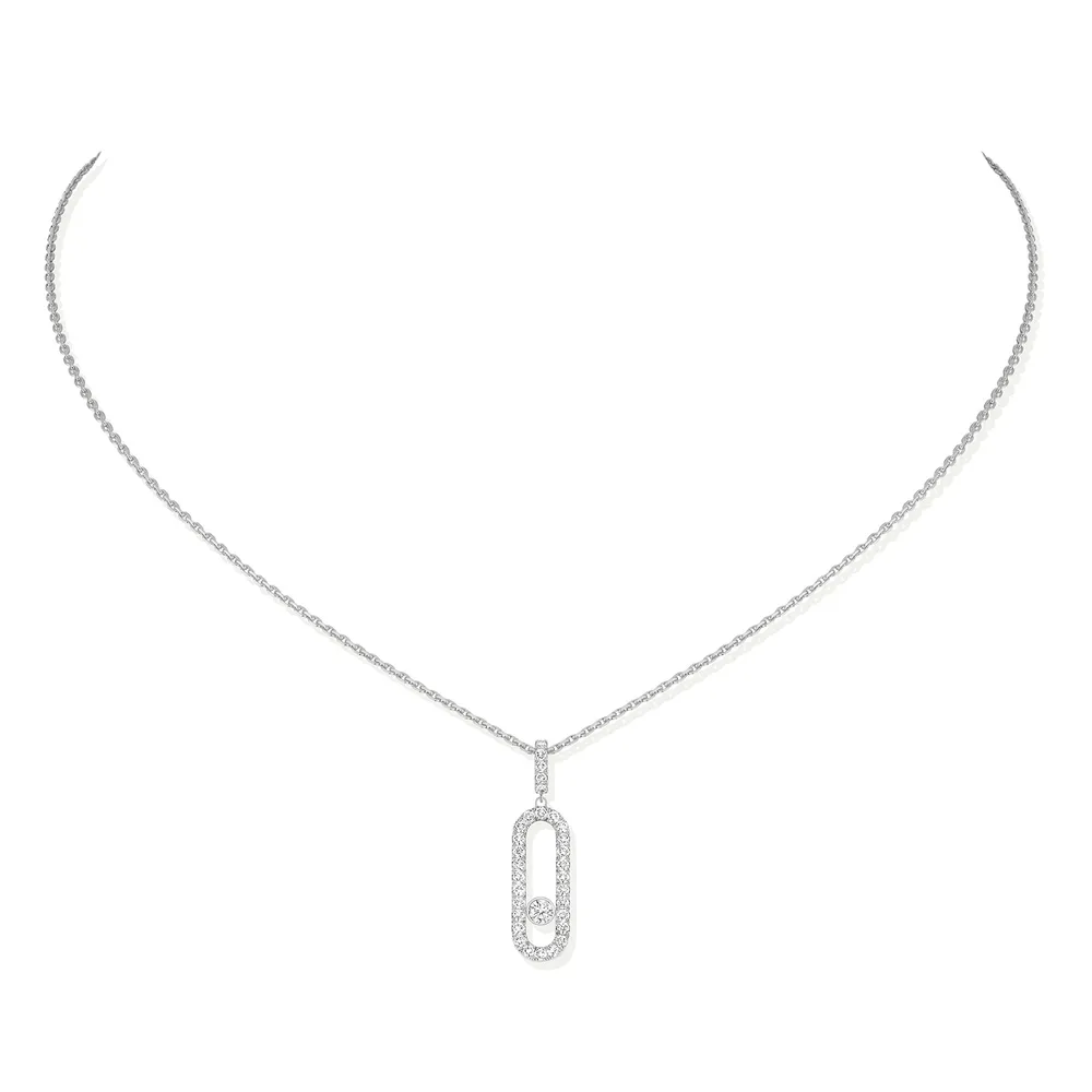 Messika 18ct White Gold Move Uno 0.35ct Diamond Pave Necklace