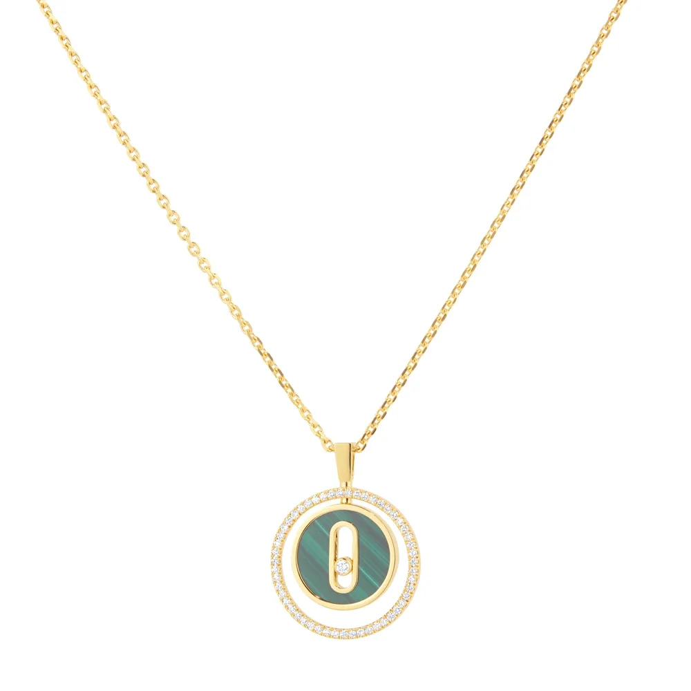 Messika 18ct Yellow Gold Lucky Move Malachite 0.18cttw Diamond Necklace