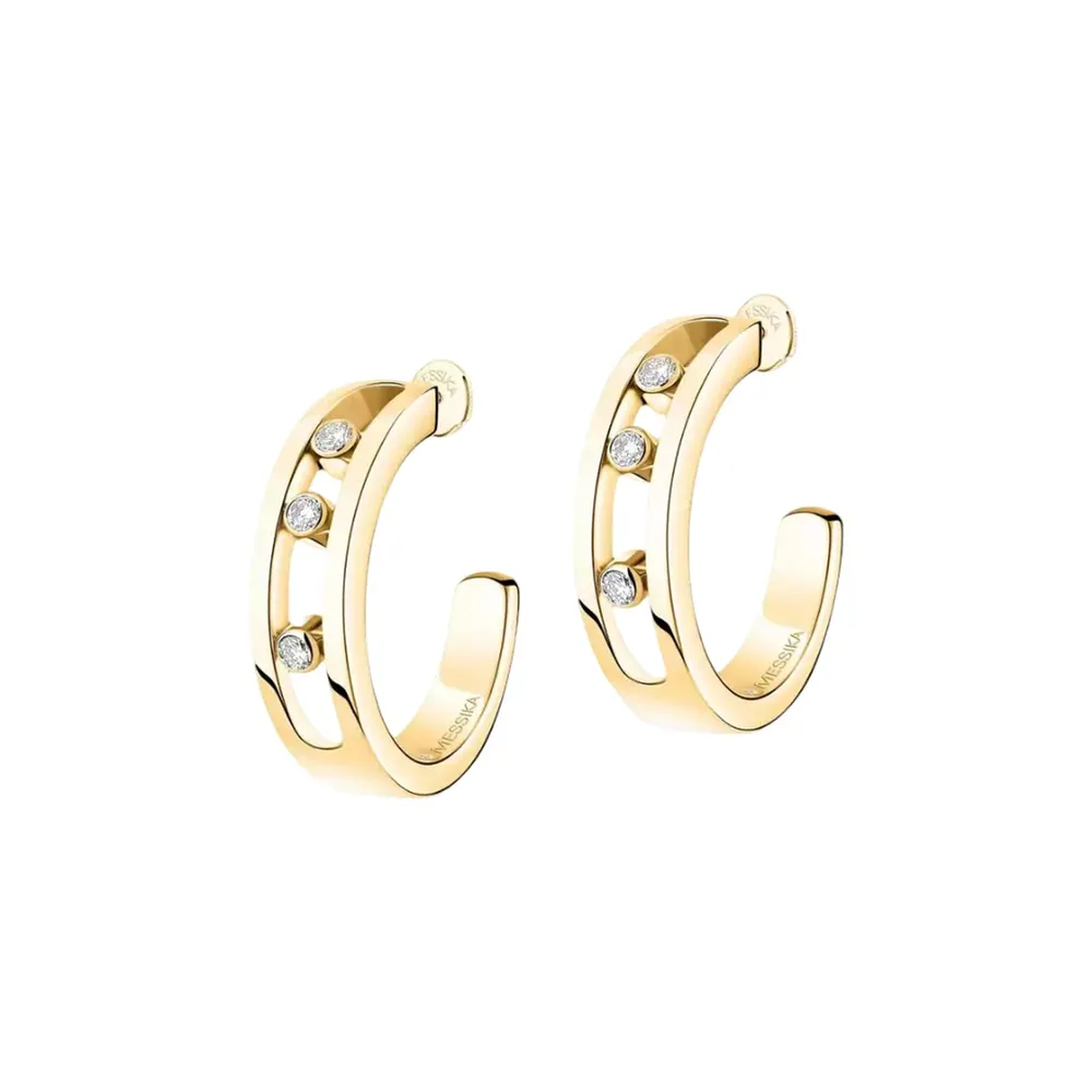 Messika 18ct Yellow Gold Move 0.09ct Diamond Hoop Earrings