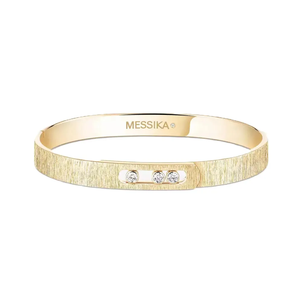 Messika 18ct Yellow Gold Move Noa Ciselé 0.15ct Diamond Bangle