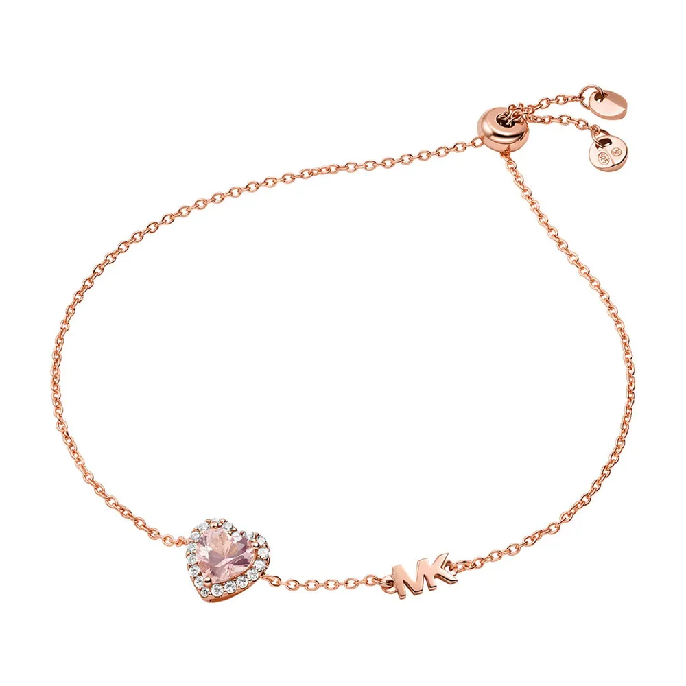 Michael Kors 14ct Rose Gold Coloured Kors Brilliance Cubic Zirconia Heart Bracelet
