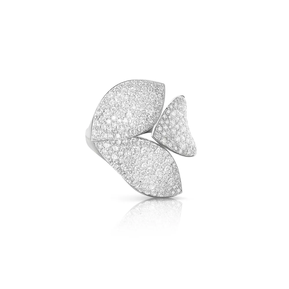 Pasquale Bruni Giardini Segreti Three Leaves Ring in 18ct White Gold with Diamonds