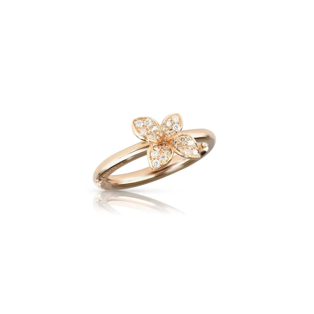 Pasquale Bruni Petit Garden Ring In 18ct Rose Gold With White & Champagne Diamonds