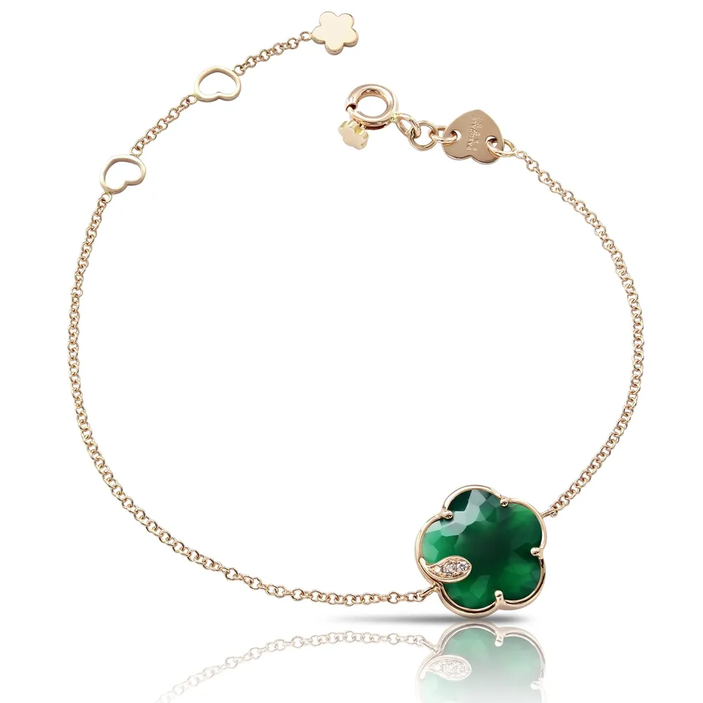 Pasquale Bruni Petit Joli Bracelet in 18ct Rose Gold with Green Agate and Diamonds