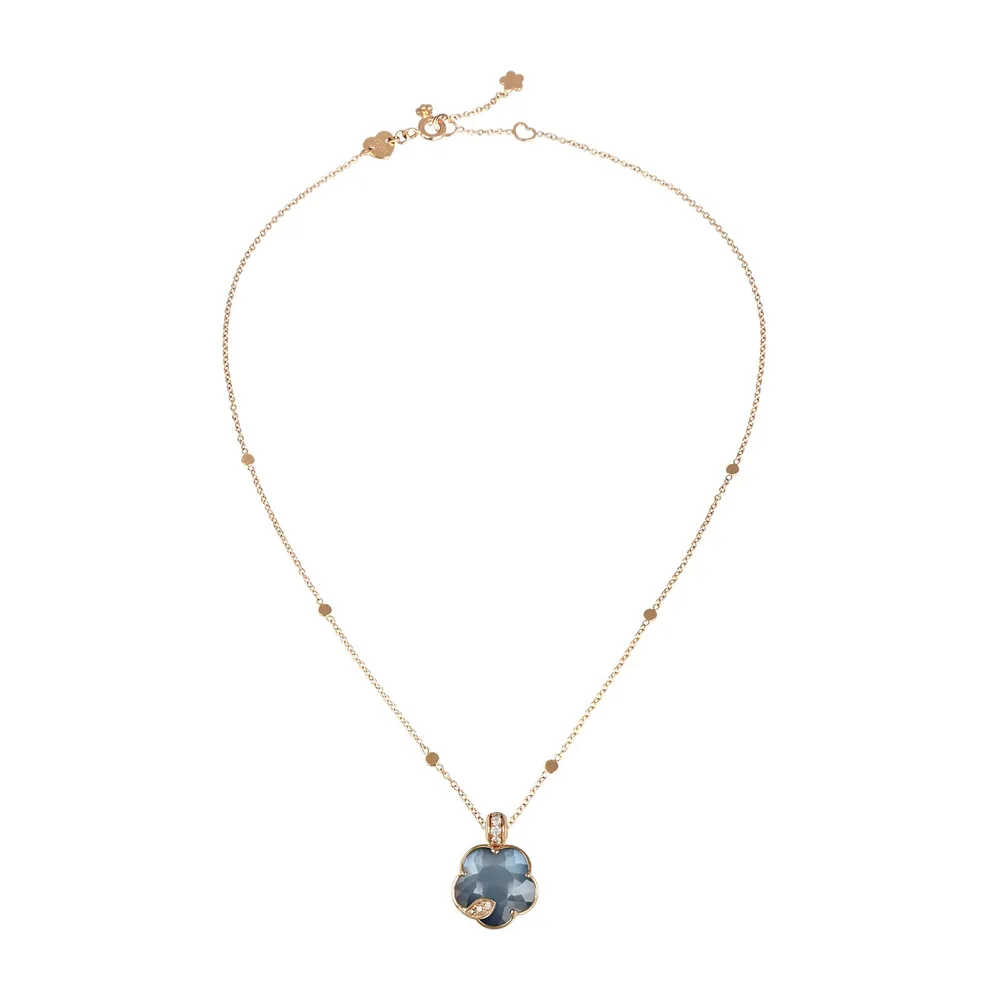 Pasquale Bruni Petit Joli Necklace in 18ct Rose Gold with Lunar Night Blue gem and Diamonds