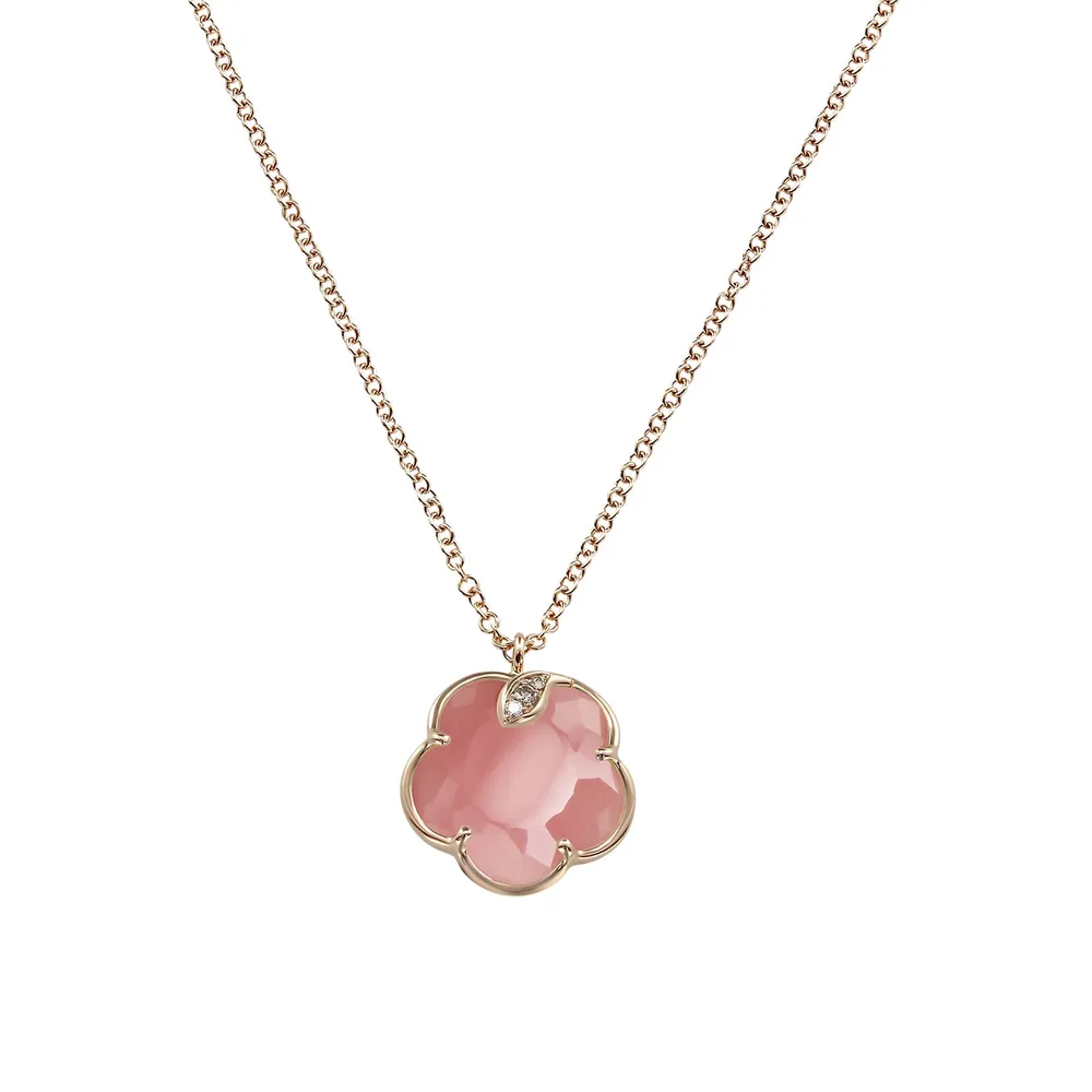 Pasquale Bruni Petit Joli Necklace in 18ct Rose Gold with Pink Chalcedony and Diamonds