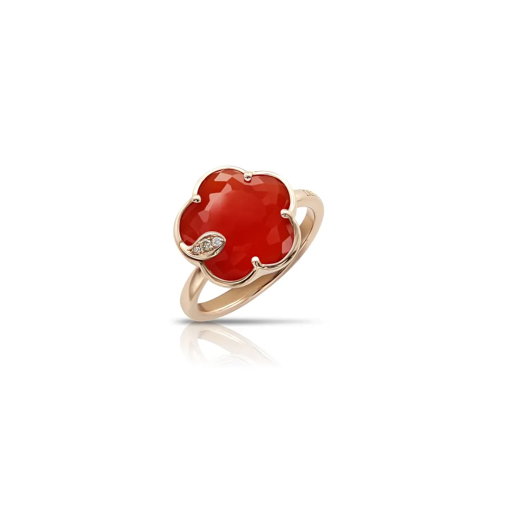 Pasquale Bruni Petit Joli Ring in 18ct Rose Gold with Carnelian and Diamonds