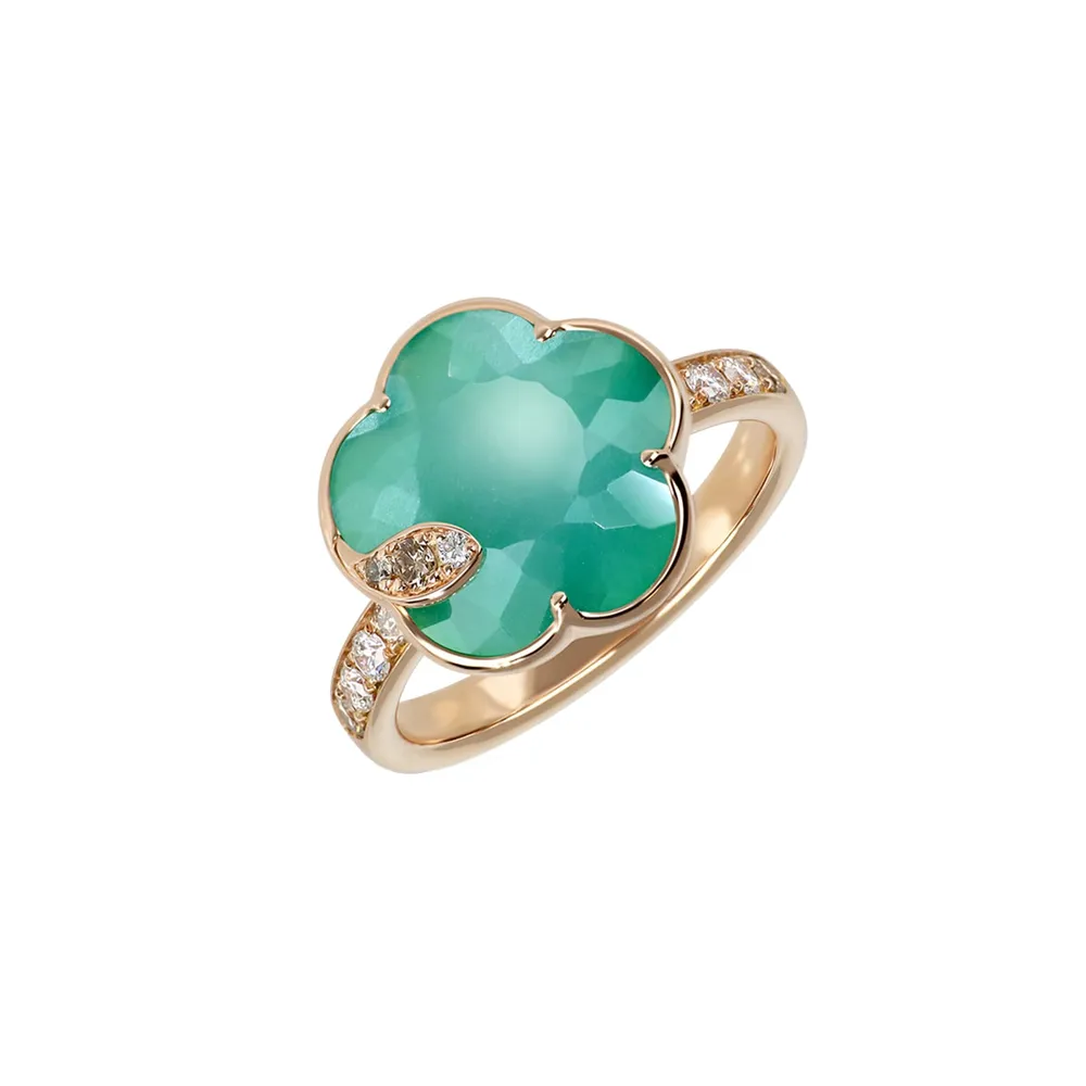 Pasquale Bruni Petit Joli Ring in 18ct Rose Gold with Lunar Garden gem and Diamonds - Ring Size N.5