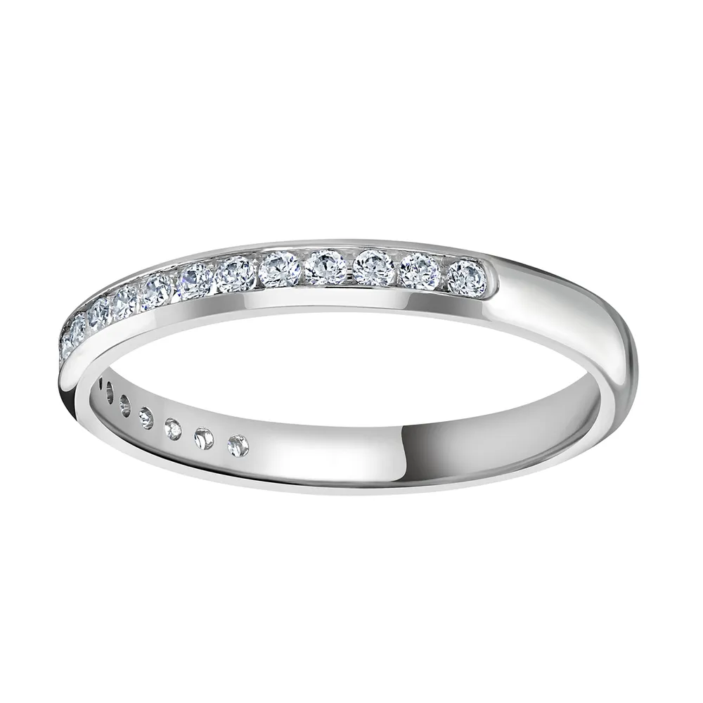 Platinum 0.20 Carat Round Brilliant Cut Channel Set Half Eternity Ring