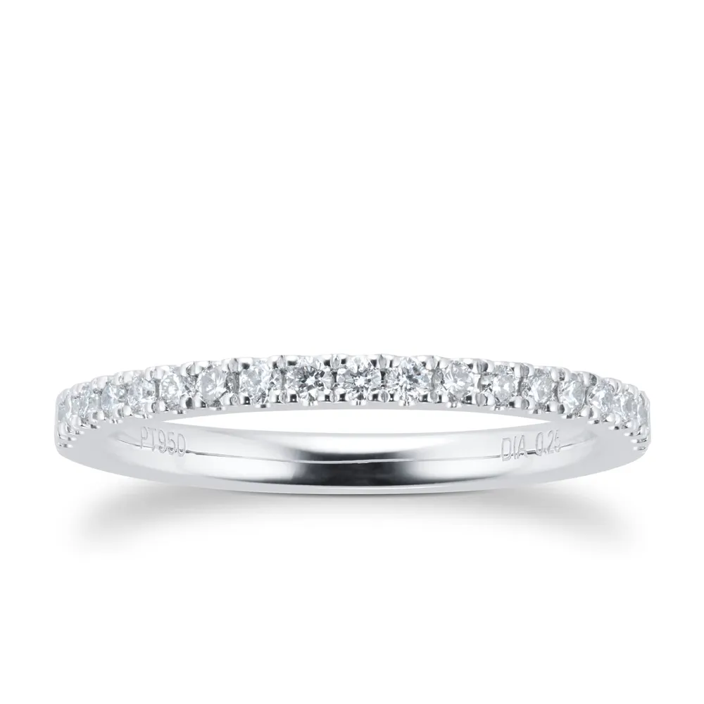 Platinum 0.25ct Diamond Stacker Ring - Ring Size H.5