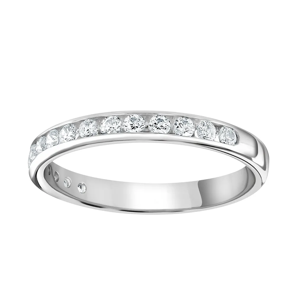 Platinum 0.30 Carat Round Brilliant Cut Channel Set Half Eternity Ring