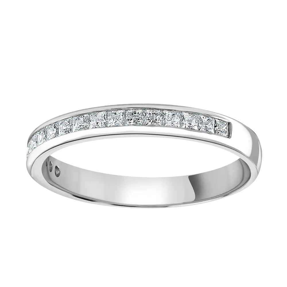Platinum 0.40cttw Princess Cut Channel Set Diamond Half Eternity Ring