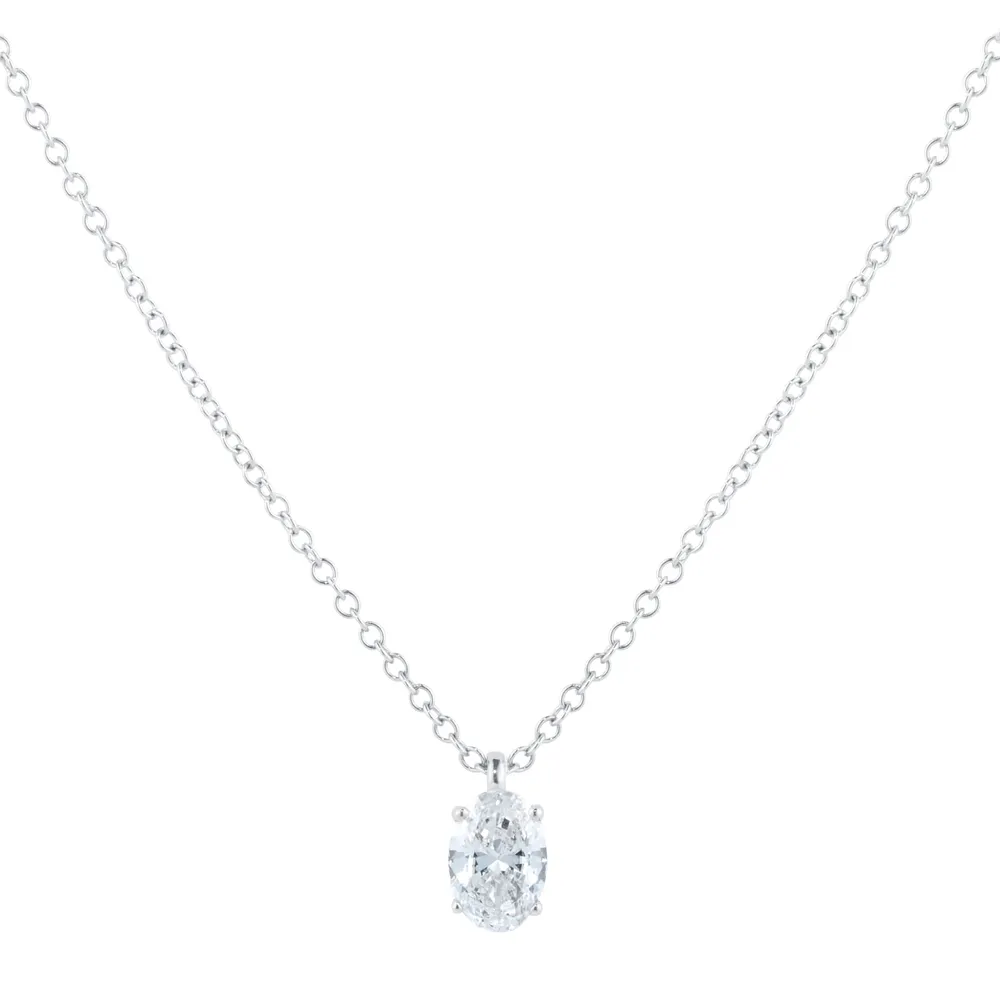 Platinum 0.50ct Diamond Oval Floating Solitaire Pendant