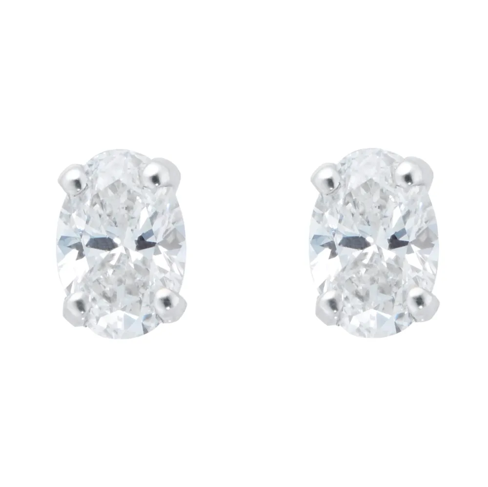 Platinum 0.50ct Diamond Oval Stud Earrings