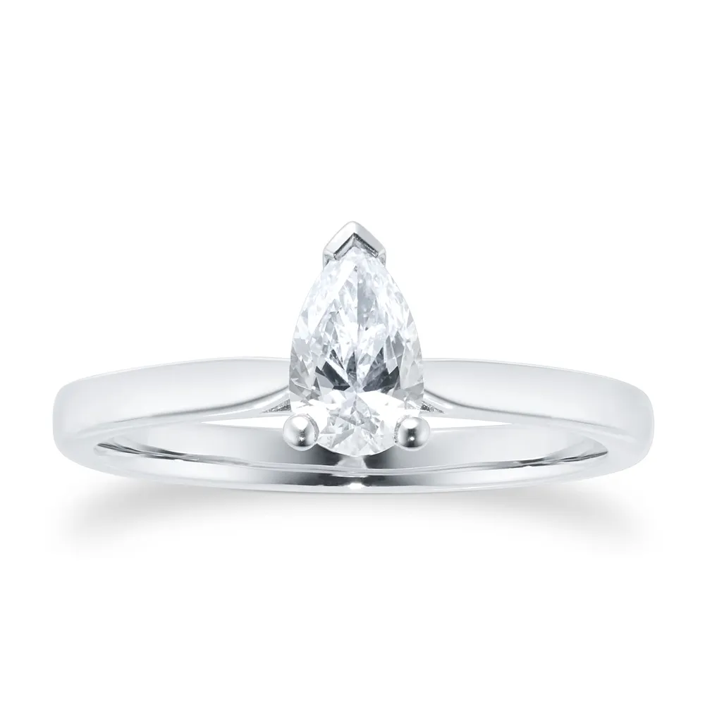 Platinum 0.50ct Diamond Pear Cut Solitaire Engagement Ring