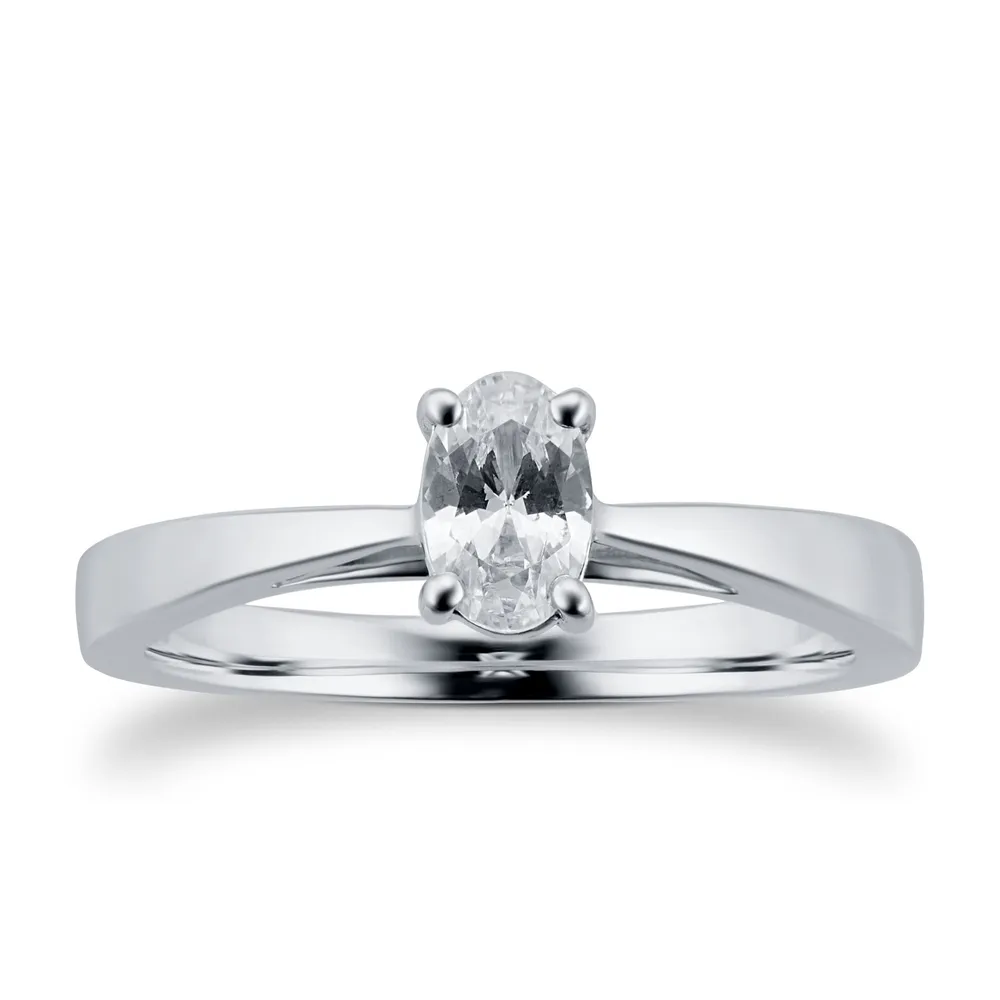 Platinum 0.50ct Oval Cut Solitaire Engagement Ring