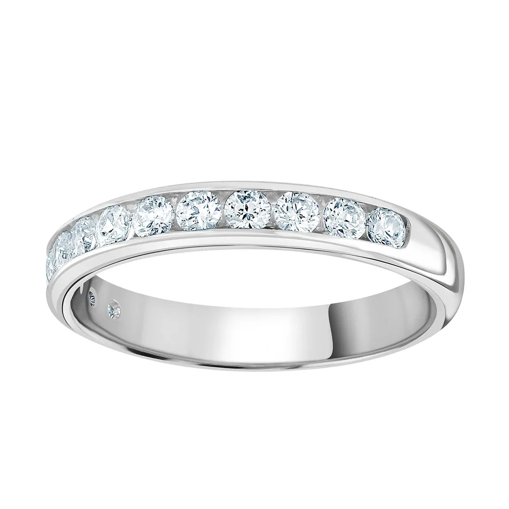 Platinum 0.50cttw Brilliant Cut Channel Set Diamond Half Eternity Ring