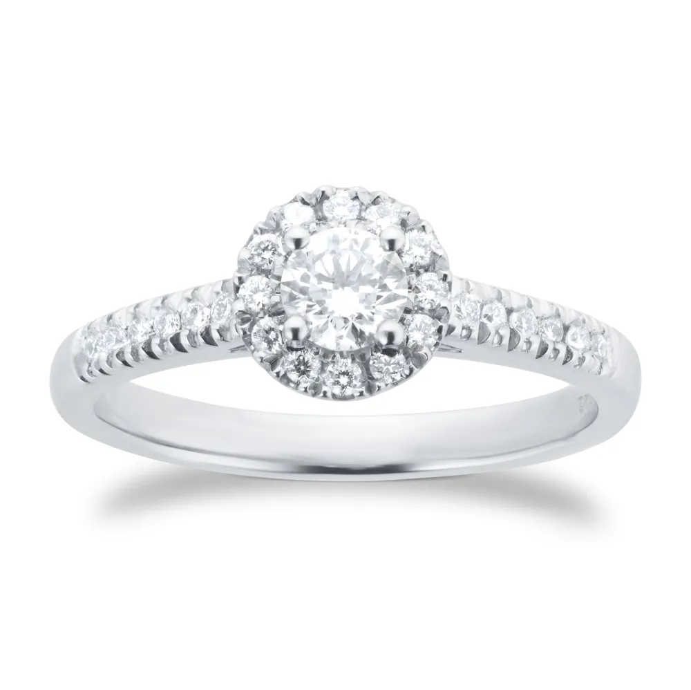 Platinum 0.50cttw Brilliant Cut Diamond Halo Engagement Ring
