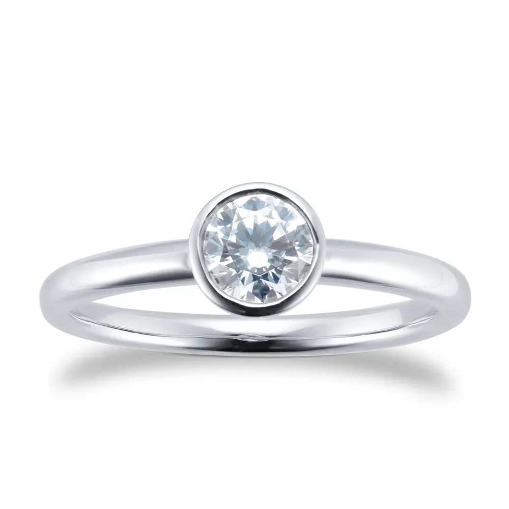 Platinum 0.50cttw Diamond bezel Solitaire Engagement Ring