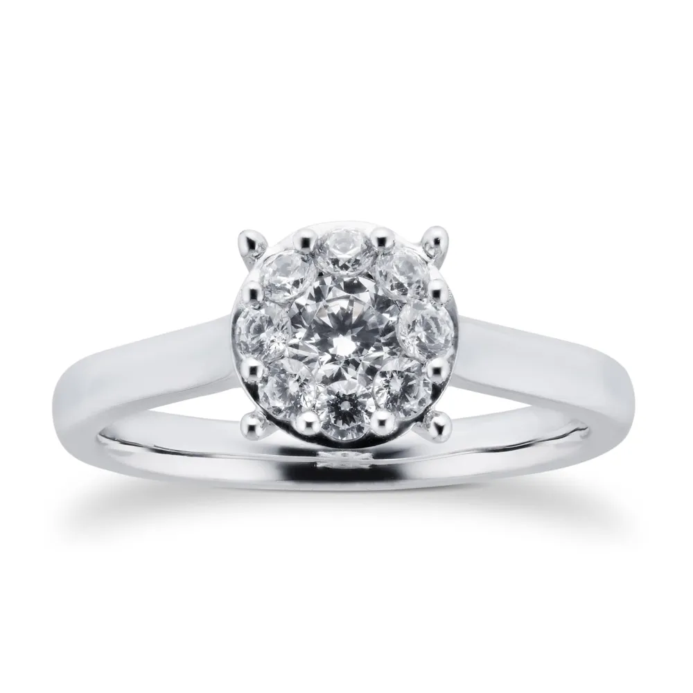 Platinum 0.50cttw Diamond Endless Cluster Ring