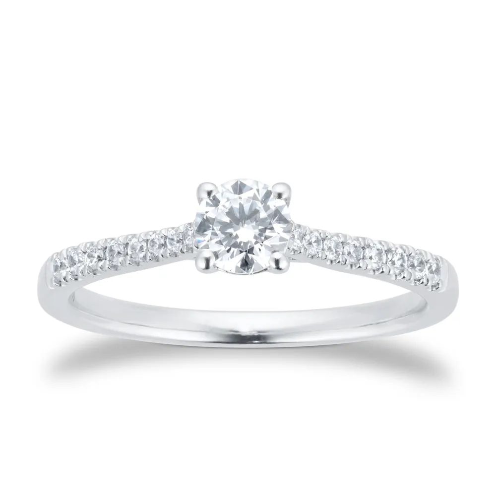 Platinum 0.50cttw Diamond Set Shoulder Solitaire Engagement Ring