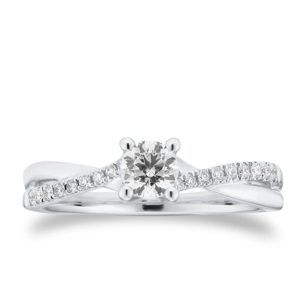 Platinum 0.50cttw Diamond Twist Diamond Set Shoulder Engagement Ring