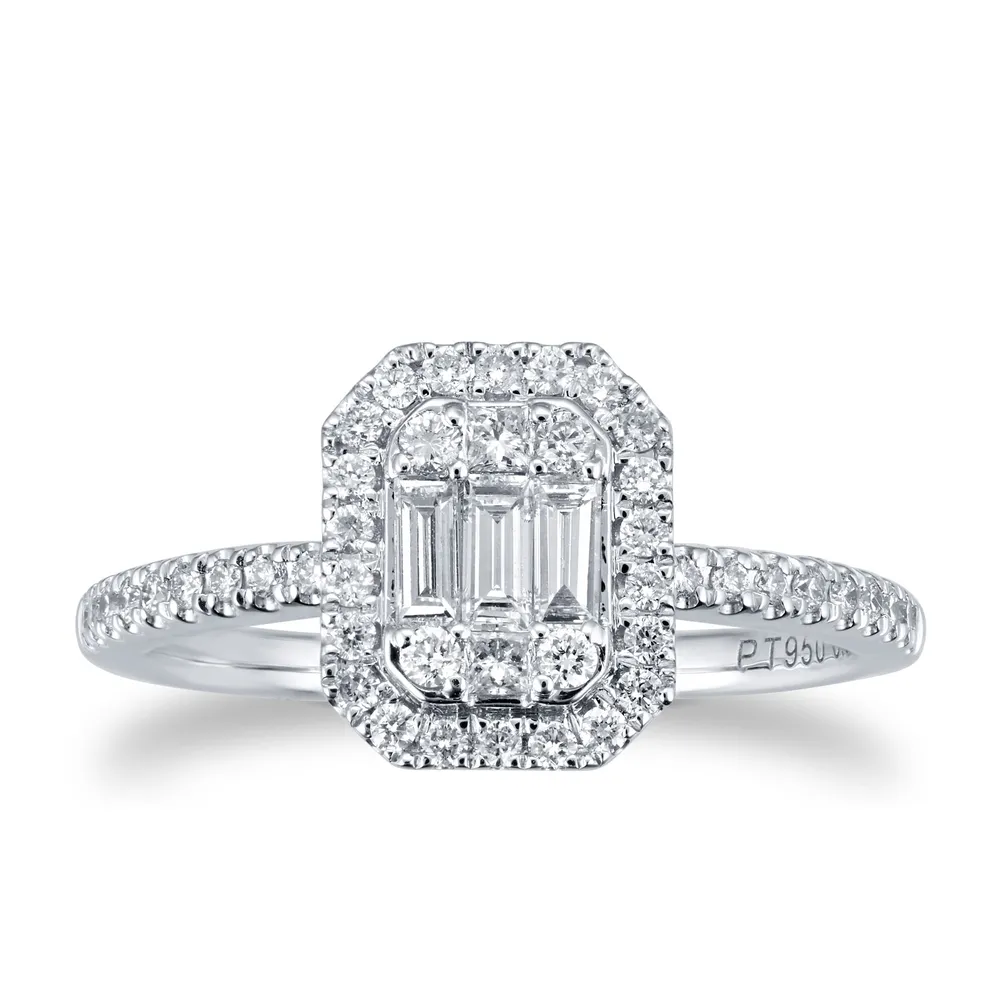 Platinum 0.50cttw Mixed Cluster Diamond Ring