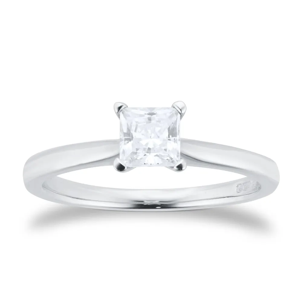 Platinum 0.50cttw Princess Cut Solitaire Engagement Ring