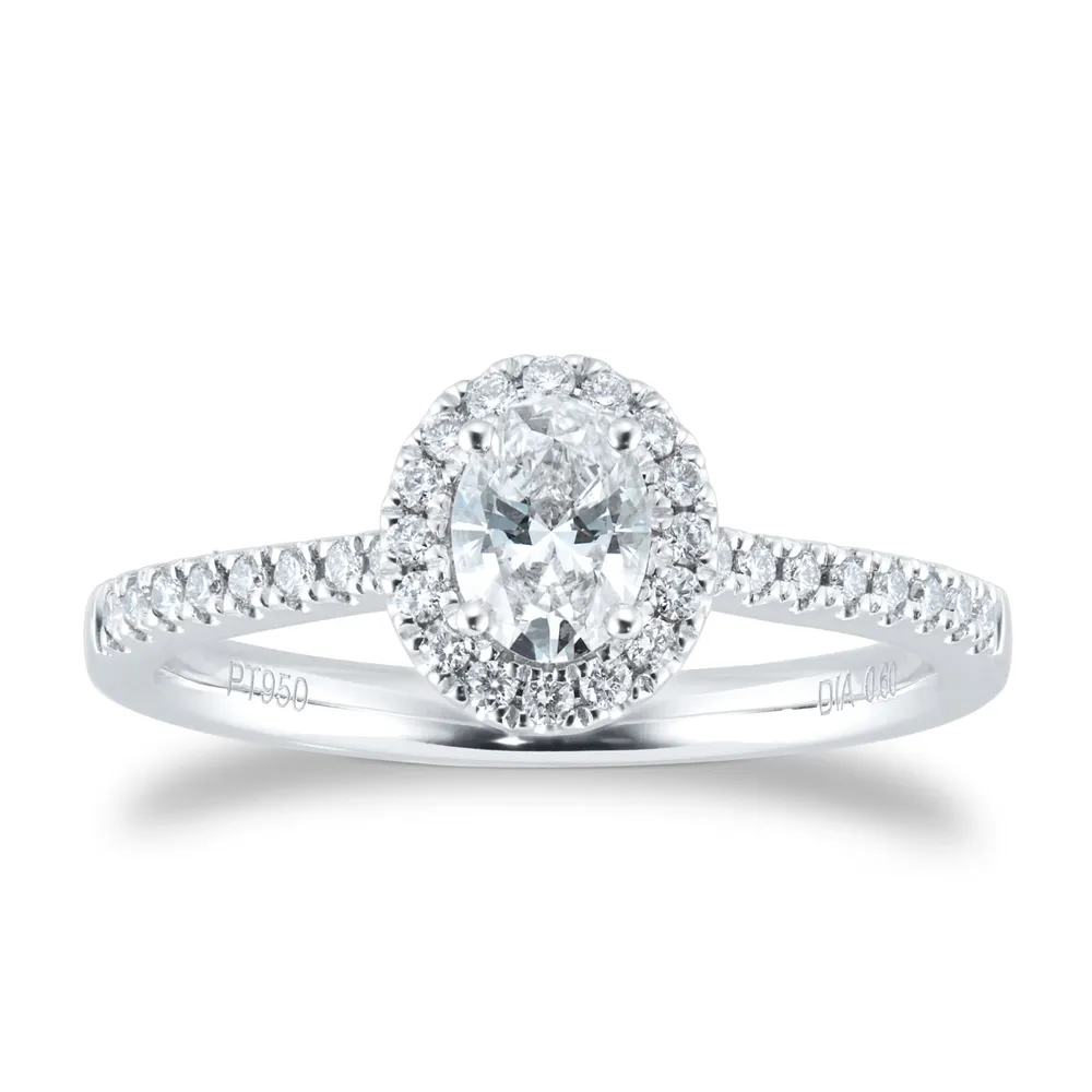 Platinum 0.60ct Diamond GIA Oval Halo Engagement Ring