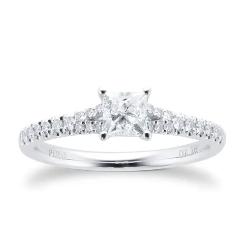 Goldsmiths Platinum 0.65cttw Diamond Princess Cut Engagement Ring