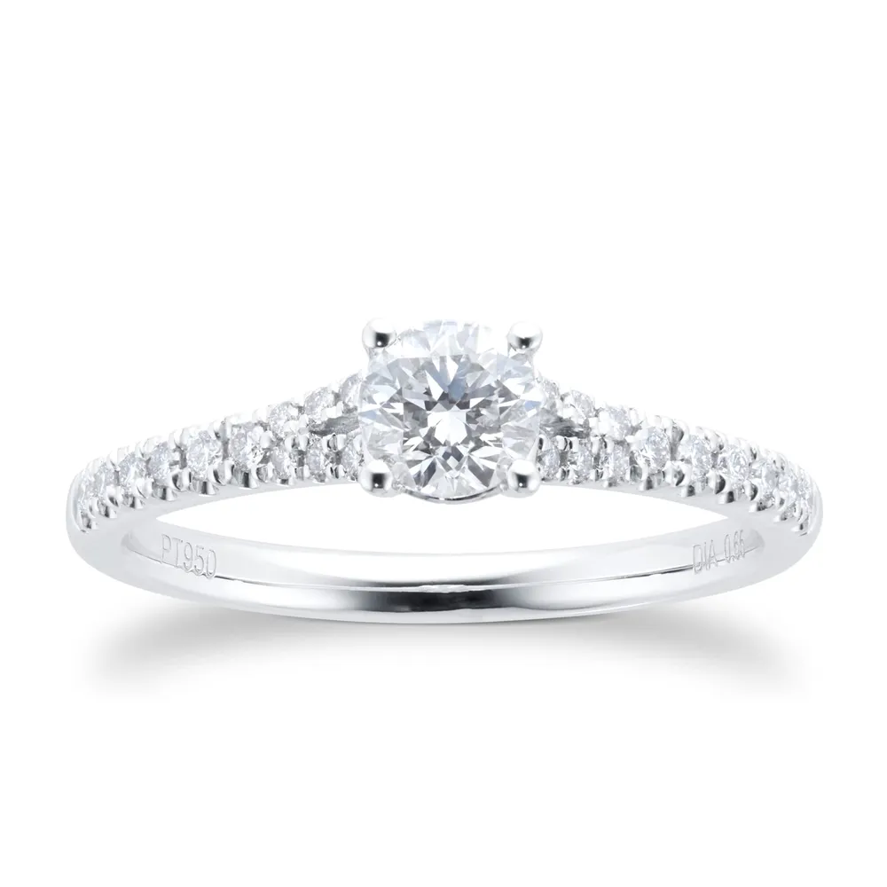Platinum 0.65cttw Diamond Round Brilliant Cut Engagement Ring