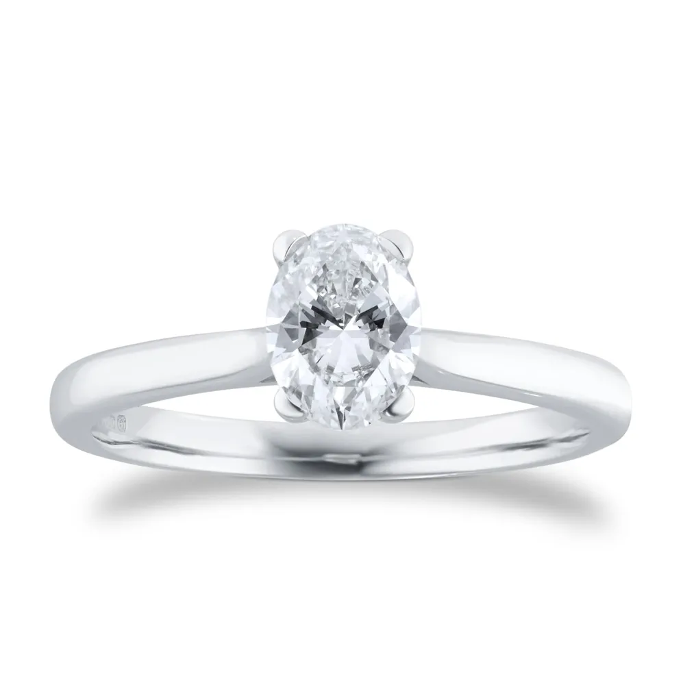 Platinum 0.70ct Diamond Oval Solitaire Engagement Ring