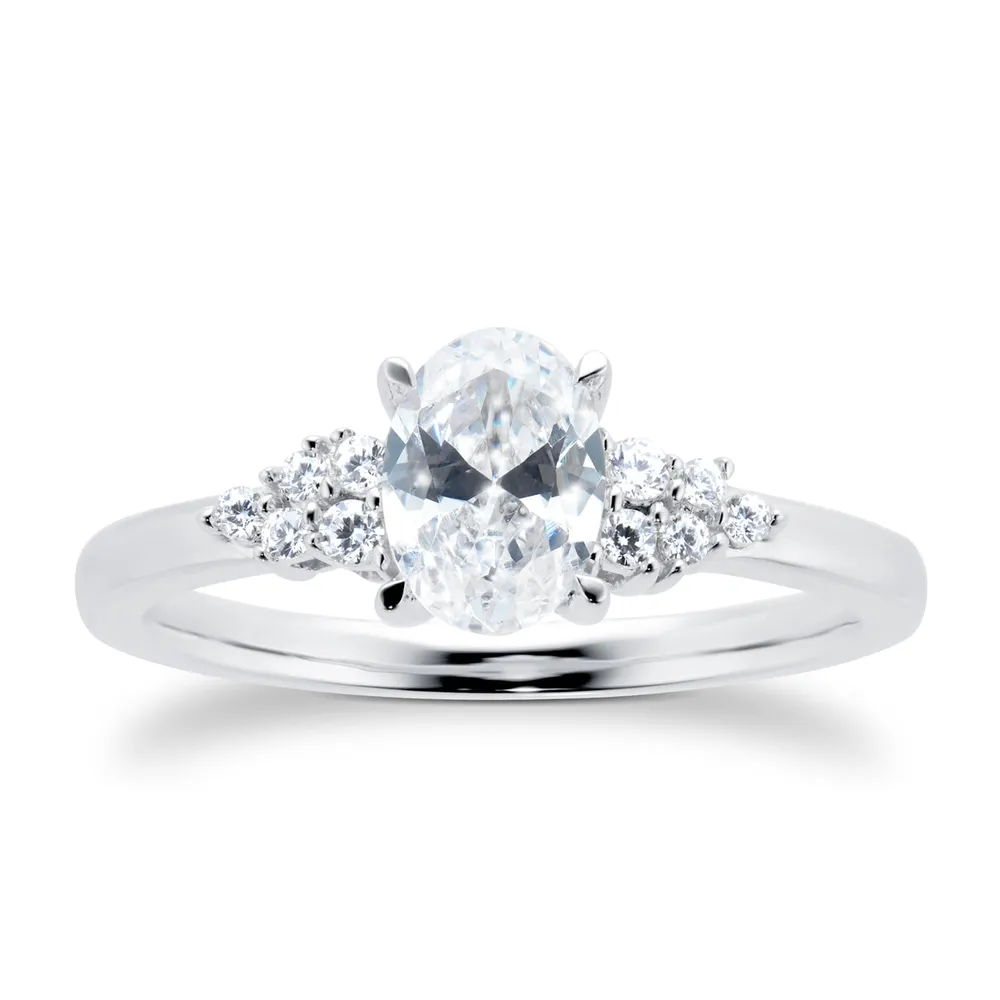 Platinum 0.70cttw Diamond Oval Cut Scatter Ring