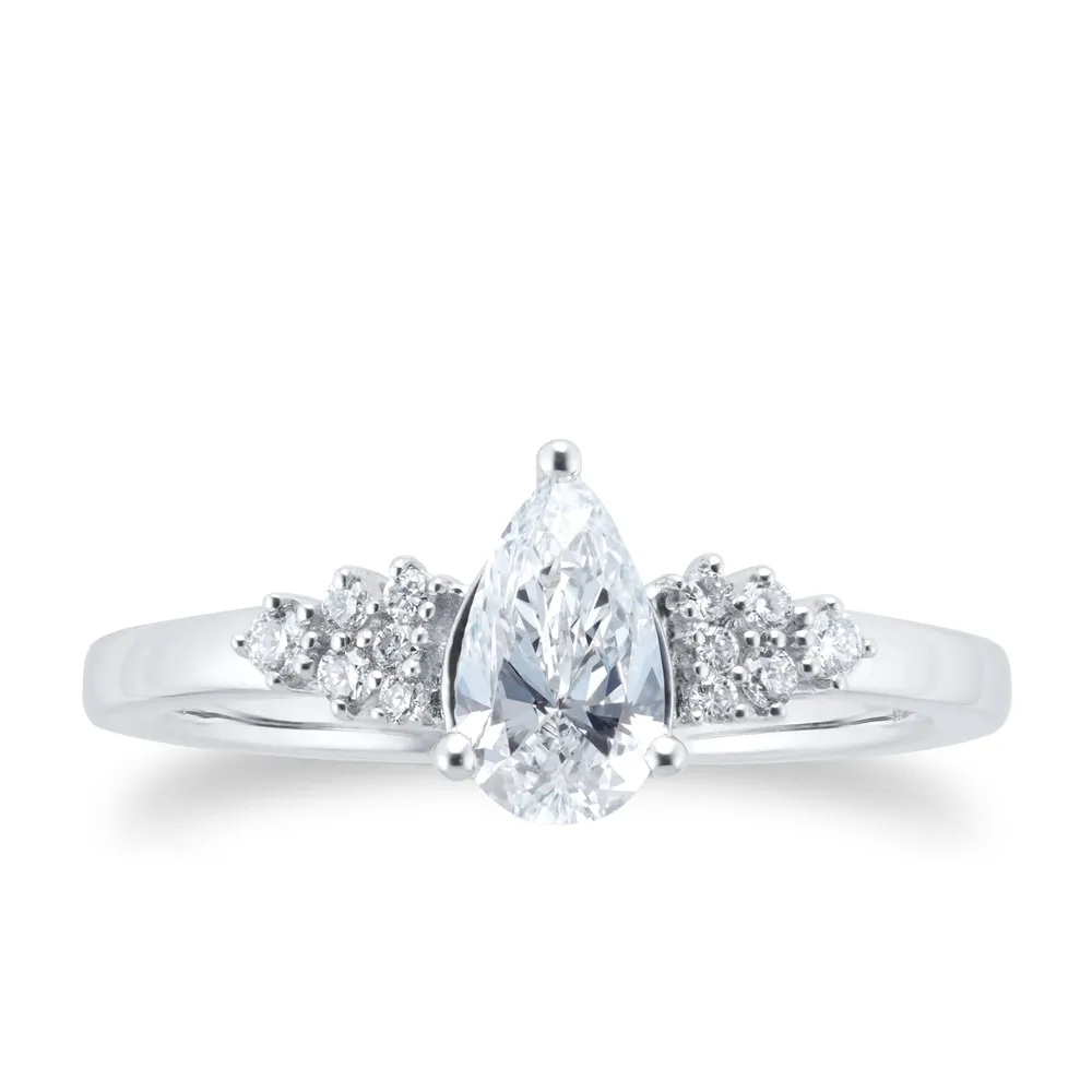 Platinum 0.70cttw Diamond Pear Scatter Engagement Ring