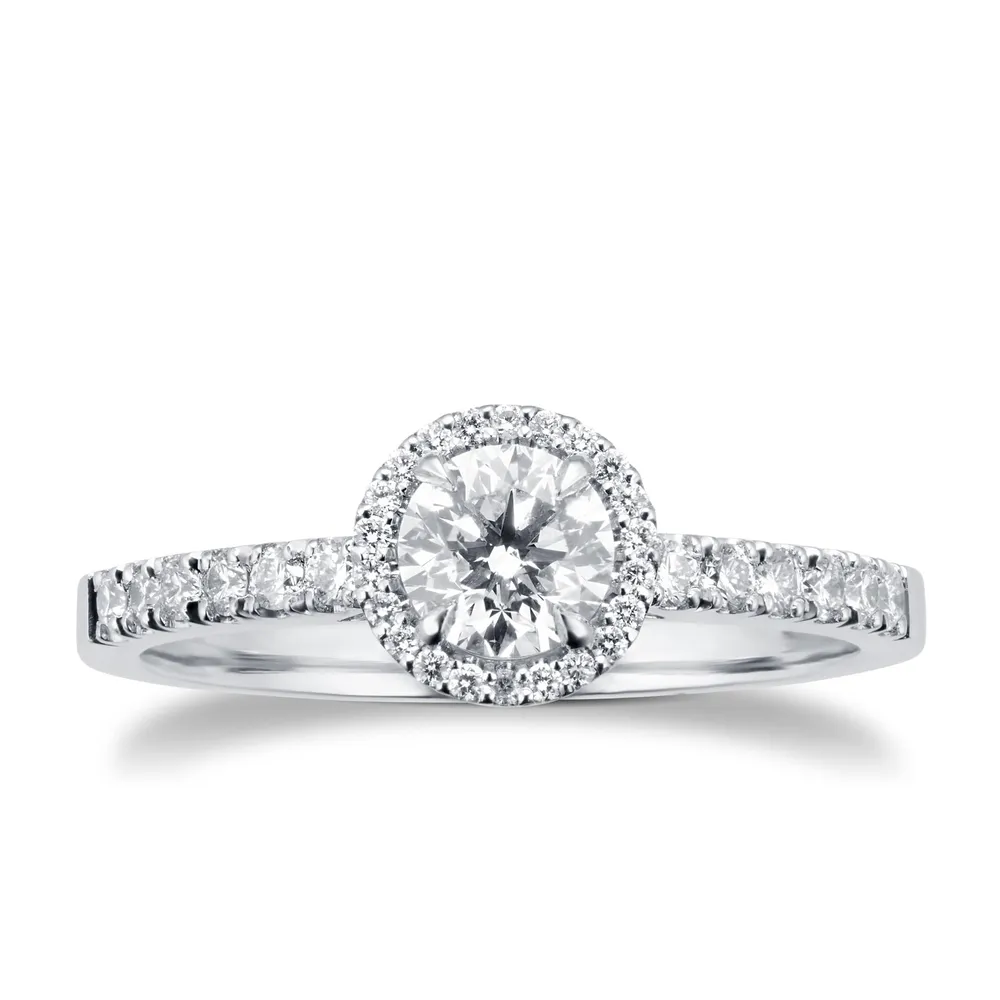Platinum 0.72cttw Brilliant Cut Halo Diamond Engagement Ring