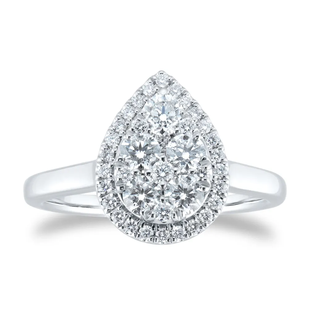 Platinum 0.75ct Diamond Pear Cluster Engagement Ring