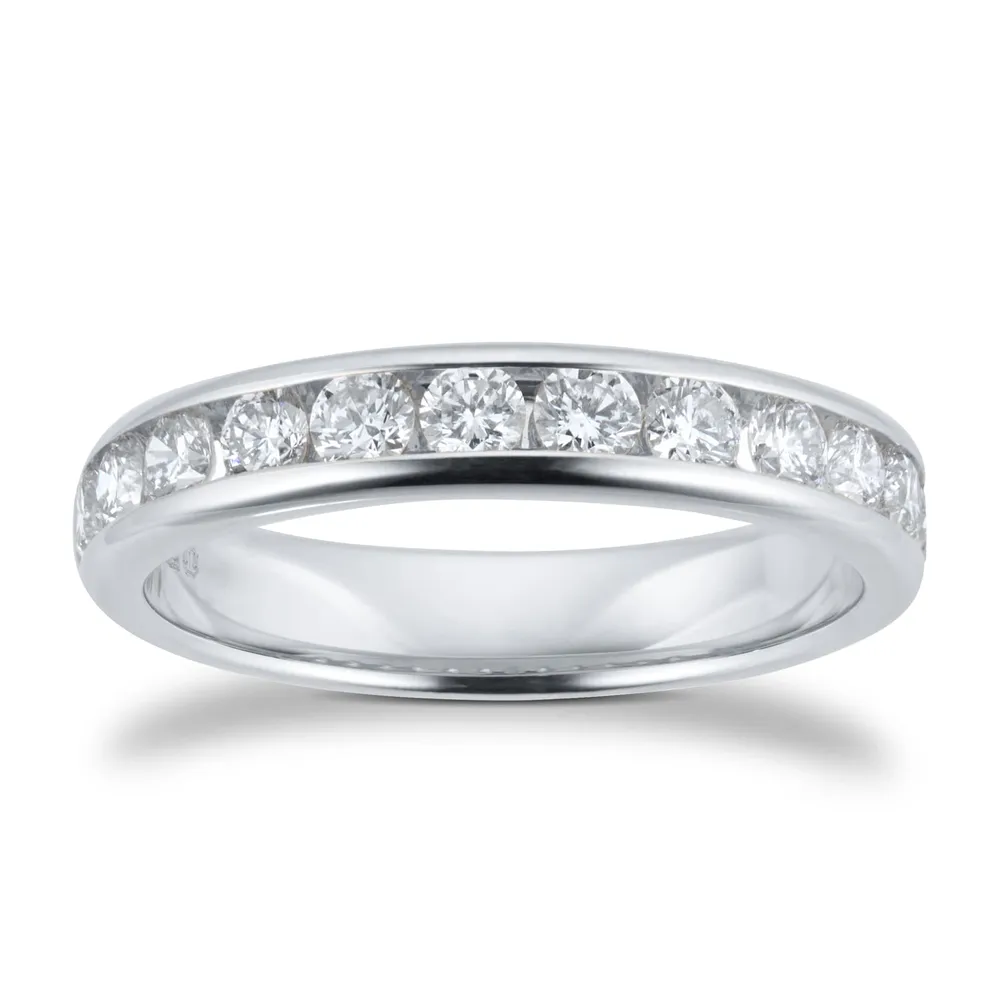 Platinum 0.75cttw Brilliant Cut Diamond Channel Set Eternity Ring
