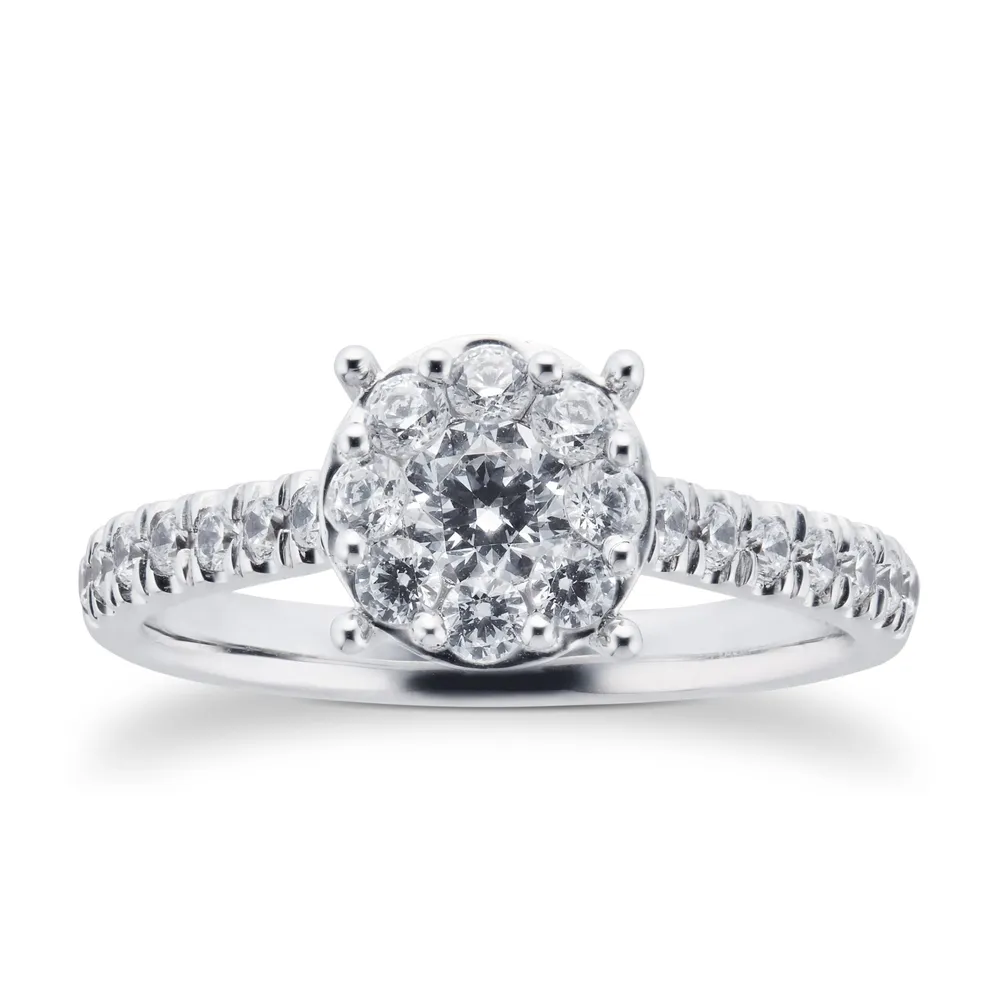 Platinum 0.75cttw Diamond Endless Cluster Ring