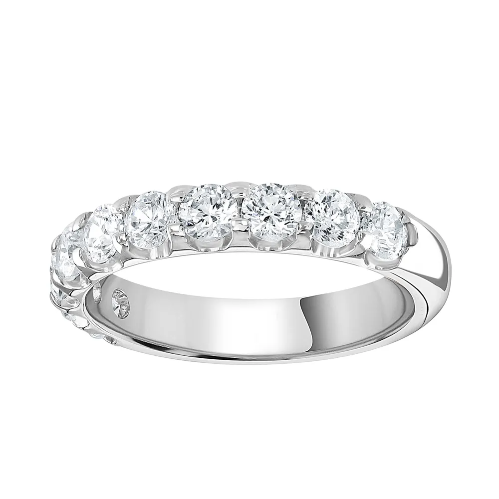 Platinum 1.00 Carat Round Brilliant Cut Claw Set Half Eternity Ring