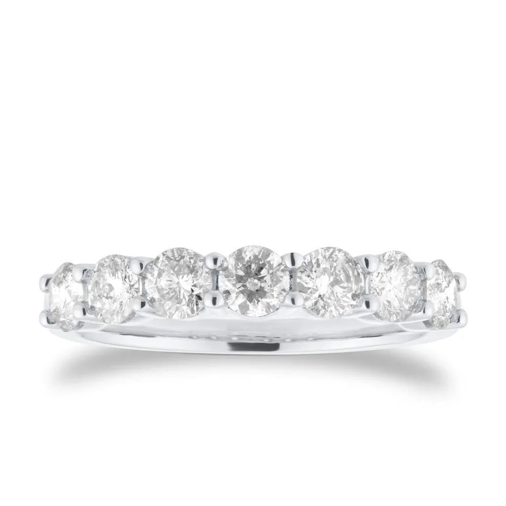 Platinum 1.00cttw 7 Stone Brilliant Cut Diamond Eternity Ring